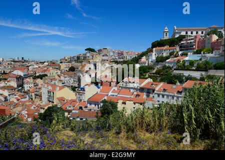 Portugal Lissabon Alfama Viertel Blick vom Castelo Sao Jorge (Burg von St. George) Miradouro de Graca in der Stockfoto