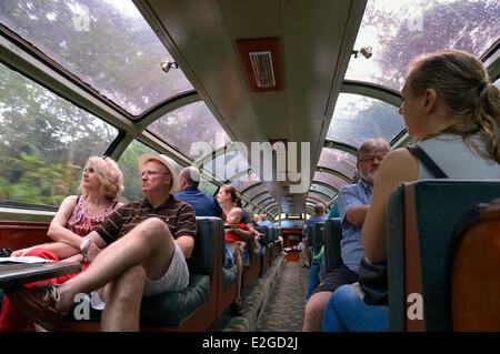 Panama Panama Canal Railway historischen Zug die Abfahrten zwischen Panama-Stadt & Colon, Panama-Kanal entlang und durch Isthmus Wagen Touristen gewidmet Stockfoto