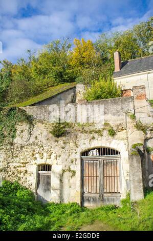 Frankreich-Indre et Loire Loiretal als Weltkulturerbe der UNESCO Noizay Höhlenwohnungen Kellern aufgeführt Stockfoto