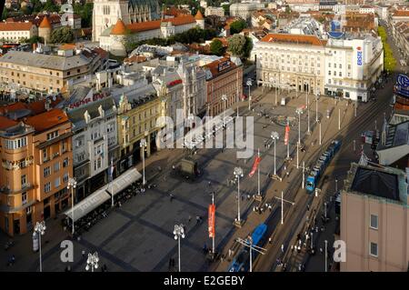 Kroatien Zagreb Jelacic (Jelacica) Quadrat Reiterstandbild des Grafen Joseph Ielatchitch von Buzim (auch genannt Jelacic) Stockfoto