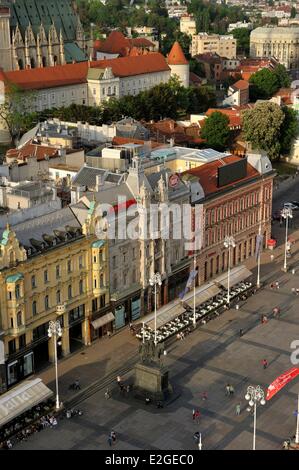 Kroatien Zagreb Jelacic (Jelacica) Quadrat Reiterstandbild des Grafen Joseph Ielatchitch von Buzim (auch genannt Jelacic) Stockfoto