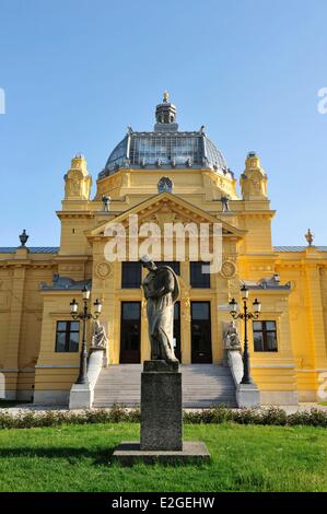 Kroatien Zagreb Tomislav-Platz (Tomislavov Trg) Skulptur von Andrija Medulic kroatischen Bildhauers Ivan Mestrovic vor Kunst-pavillon Stockfoto