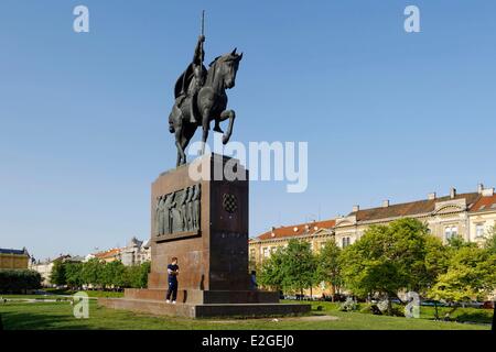 Kroatien Zagreb Tomislav-Platz (Tomislavov Trg) König Tomislav statue Stockfoto