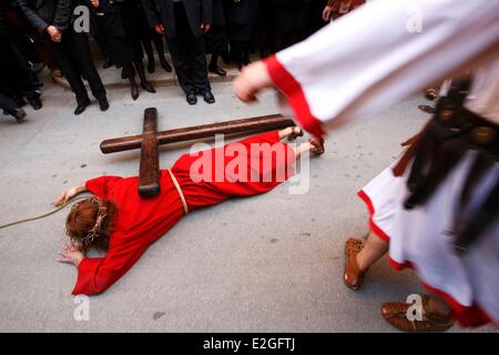 Italien Sizilien Marsala Gründonnerstag Prozession der Mysterien (Processione dei Misteri Viventi) Stockfoto