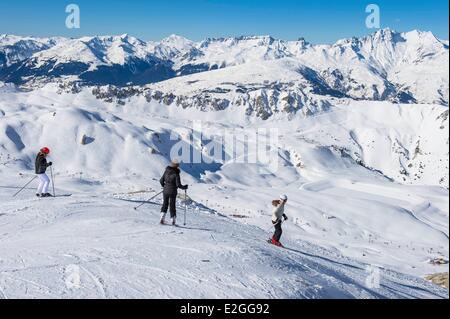 Frankreich Savoie Vanoise-massiv Tal der Haute Tarentaise Les Arcs Teil Paradiski Area mit über 425 km Ski-Pisten Stockfoto