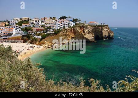 Portugal-Algarve-Carvoeiro Dorf und Strand Stockfoto