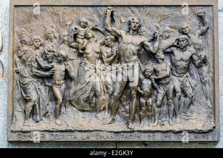 Historisches Viertel von Panama Panama City Plaza Independencia genannten UNESCO World Heritage Casco Viejo Viertel Barrio San Felipe Plaza Bolivar Memorial zu Ehren von Simon Bolφvar und seinem Eintreten für die Emanzipation der Sklaven Teller Stockfoto