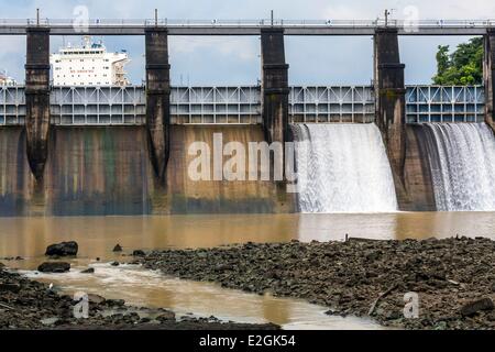 Panama-Panama-Kanal-Miraflores sperrt dam und Miraflores See Wasserkraft zwischen 1907 und 1913 bebaut Stockfoto