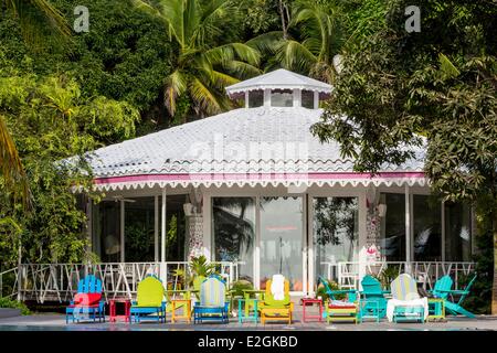 Panama Doppelpunkt Provinz Portobelo charmant und El Otro Lado Luxusrestaurant neben pool Stockfoto