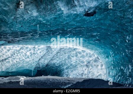 Island Sudhurland Solheimajokull Eishöhle Gletscher Stockfoto