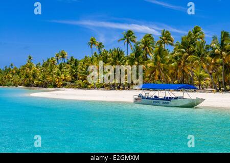 Cook-Inseln Aitutaki Lagune Strand von One Foot Island Inselatoll auch genannt Tapuaetai Stockfoto