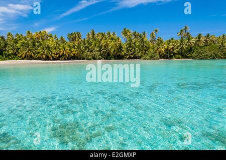 Cook-Inseln Aitutaki Lagune Strand von One Foot Island Inselatoll auch genannt Tapuaetai Stockfoto