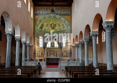 Kroatien Istrien Adria Küste Porec Euphrasius Basilika bischöfliche Komplex der Euphrasius-Basilika in Altstadt Weltkulturerbe von UNESCO-Mosaik im Chor Stockfoto