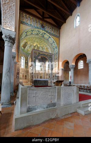 Kroatien Istrien Adria Küste Porec Euphrasius Basilika bischöfliche Komplex der Euphrasius-Basilika in Altstadt Weltkulturerbe von UNESCO-Mosaik im Chor Stockfoto