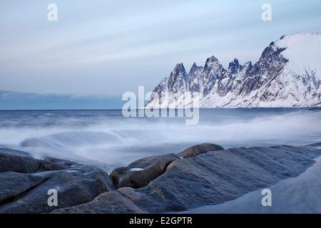 Norwegen Troms Senja Insel Tungeneset Sicht im winter Stockfoto