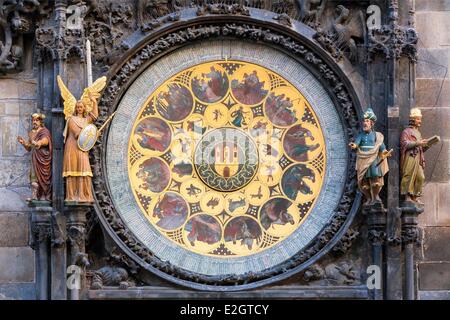 Tschechische Republik-Prag-Altstadt Weltkulturerbe von UNESCO-astronomische Uhr Stockfoto