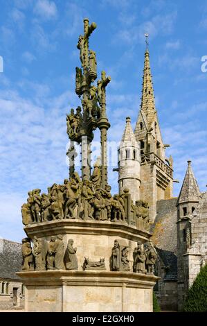 Frankreich Finistere Halt auf Art und Weise der St James Plougonven Pfarrkirche Gehäuse und Kalvarienberg Stockfoto