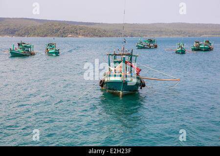 Kambodscha South coast Kompong Song Provinz Sihanoukville Angelboote/Fischerboote Stockfoto