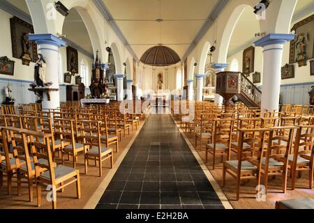 Frankreich Nord Eecke Saint Wulmar zentralen Kirchenschiff Stockfoto