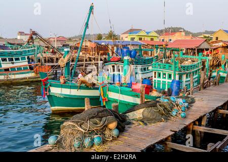 Kambodscha Südküste Kompong Song Provinz Sihanoukville Fischereihafen Stockfoto