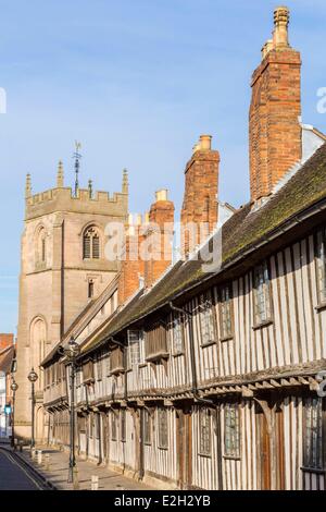 Vereinigtes Königreich Warwickshire Stratford-upon-Chapel Street Gilde Hütten aus dem 15. Jahrhundert Häuser gebaut von Gilde des Heiligen Kreuzes und die Verdienste der Gilde Kapelle (15. Jahrhundert) Stockfoto