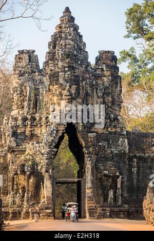 Kambodscha Siem Reap Angkor Tempel komplexe Site als Weltkulturerbe durch die UNESCO antiken Stadt von Angkor Thom South Gate Stockfoto