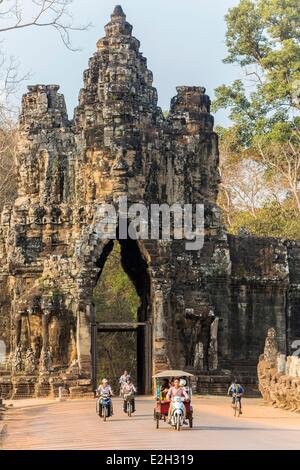 Kambodscha Siem Reap Angkor Tempel komplexe Site als Weltkulturerbe durch die UNESCO antiken Stadt von Angkor Thom South Gate Stockfoto