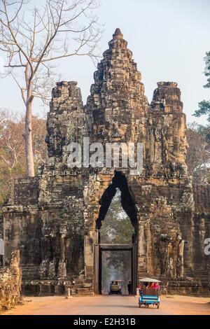 Kambodscha Siem Reap Angkor Tempel komplexe Site als Weltkulturerbe durch die UNESCO antiken Stadt von Angkor Thom South Gate Stockfoto