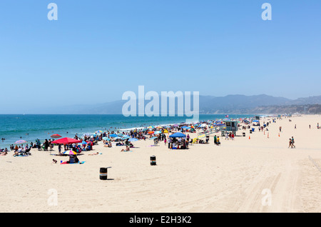 Der Strand von Santa Monica angesehen vom Pier, Los Angeles, Kalifornien, USA Stockfoto