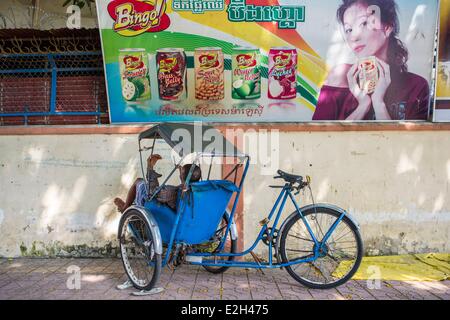 Kambodscha Phnom Penh Rikscha Fahrer ruht Stockfoto