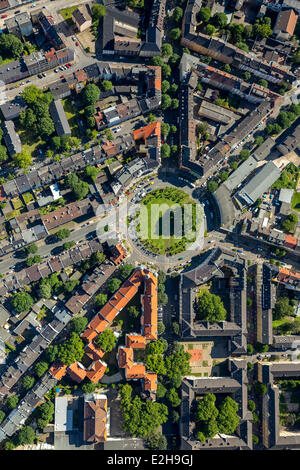 Borsigplatz Quadrat, Luftaufnahme, Dortmund, Ruhrgebiet, Nordrhein-Westfalen, Deutschland Stockfoto