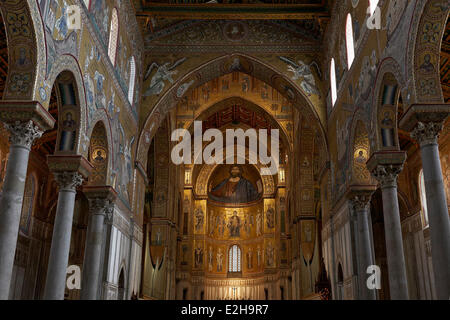 Kathedrale von Santa Maria Nuova, Kathedrale von Monreale, mit byzantinischen Gold gemahlen Mosaiken, Monreale, Provinz von Palermo, Sizilien Stockfoto