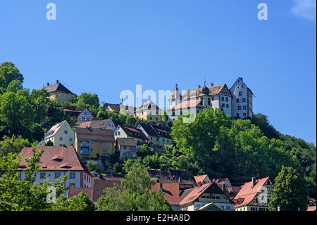 Burg Egloffstein Burg des hohen Mittelalters, Egloffstein, Oberfranken, Franken, Bayern, Deutschland Stockfoto