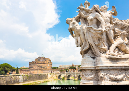 Sant Angelo Burg und Brücke in Rom, Italien. Stockfoto