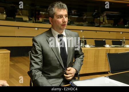 Luxemburg, Lux 20. Juni 2014. Polens Finanzminister Mateusz Szczurek während Finanzminister ECOFIN-Treffen im Europäischen Rat am Hauptsitz in Luxemburg auf 20.06.2014 Credit: Wiktor Dabkowski/ZUMAPRESS.com/Alamy Live News Stockfoto