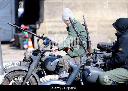 Die Atmosphäre am Set des Films The Monuments Men am Palais bin Festungsgraben.  Wo: Berlin, Deutschland bei: 25. März 2013 Stockfoto