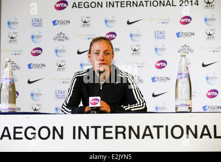 Eastbourne, Vereinigtes Königreich. 20. Juni 2014. Aegon International Eastbourne Angelique Kerber (GER) bei der Pressekonferenz nach dem besiegte sie Caroline Wozniacki (DEN) in Frauen Halbfinale an Devonshire Park. Bildnachweis: Aktion Plus Sport/Alamy Live-Nachrichten Stockfoto