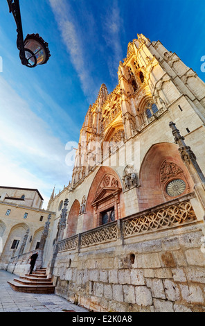 Kathedrale der Heiligen Maria von Burgos, Saint Mary Fassade. Kastilien und Leon. Spanien Stockfoto