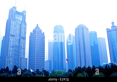Skyline von Pudong in Shanghai China Stockfoto