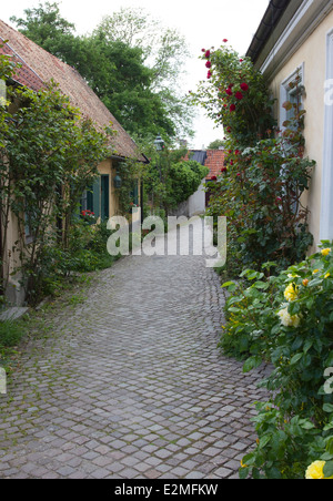 Eine typische Straße in der mittelalterlichen Stadt Visby auf der Insel Gotland, Schweden Stockfoto