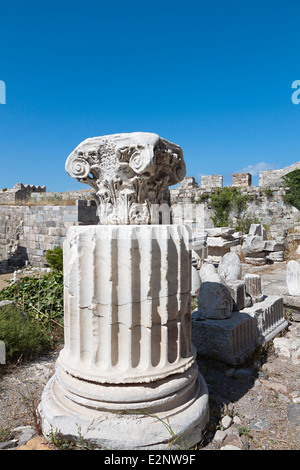 Uralte Fragment in Nerantzia Burg von Kos Insel in Griechenland Stockfoto