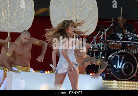 New York, NY, USA. 20. Juni 2014. Jennifer Lopez in Anwesenheit für Good Morning America (GMA) Spaß in der Sonne-Konzert mit Jennifer Lopez, Rumsey Playfield, Central Park, New York, NY 20. Juni 2014. Bildnachweis: Kristin Callahan/Everett Collection/Alamy Live-Nachrichten Stockfoto