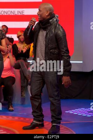 Tyrese Gibson und Rev Run Simmons von Run DMC besuchen die 106 & BET Park CBS Studios.  Mitwirkende: Tyrese Gibson wenn: 4. Februar 2013 Stockfoto