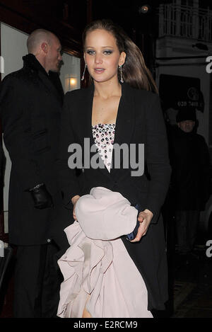 Die Weinstein Company-Post-BAFTA-Party im LouLou ist Featuring: Jennifer Lawrence wo: London, Vereinigtes Königreich bei: 10. Februar 2013 Stockfoto