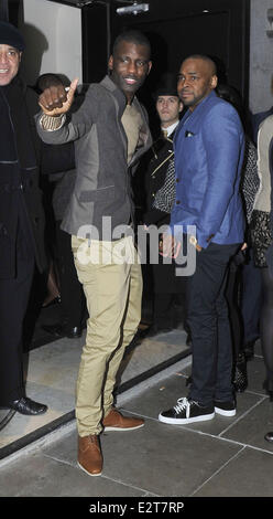 Die BRIT Awards 2013 - Warner Brothers-Party statt, bei dem Savoy Parlour Zimmer - Anreise mit: Wretch 32, Jermaine Sinclair Where: London, Vereinigtes Königreich bei: 20. Februar 2013 Stockfoto