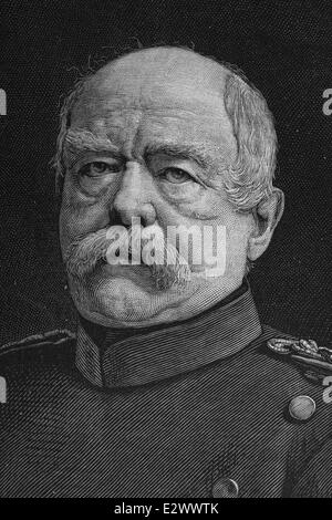 Otto Leopold Fürst von Bismark (1815-1898). Deutscher Staatsmann. Kupferstich von Strohenker. 1888. Stockfoto