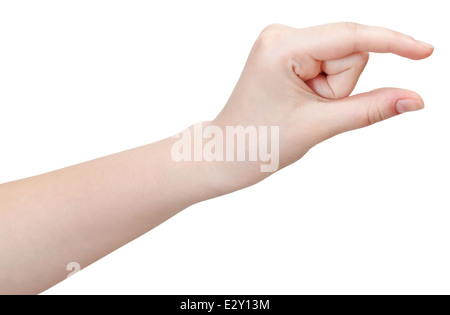 kleine Größe - hand Geste isoliert auf weißem Hintergrund Stockfoto