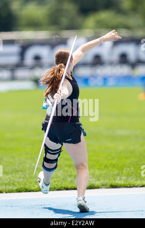 Kara Patterson (USA) im Wettbewerb im Speerwerfen bei den 2014, Adidas Track &amp; Field-Grand-Prix. Stockfoto