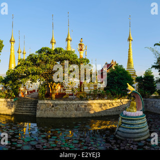 Pool mit Naga, Kyauk Phyu Gyi Pagode, Nanthe, Myanmar, Asien Stockfoto