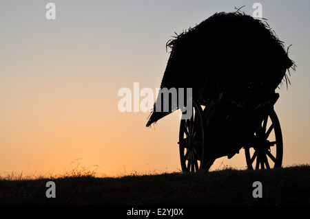 Silhouette der alten Kutsche Pferdewagen Stockfoto